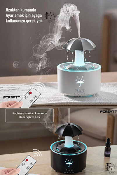 Genel Markalar Dekoratif Şemsiye Tasarımlı Soğuk Buhar Aroma Difüzörü ve Hava Nemlendirici, 7 Renkli LED Işıklı