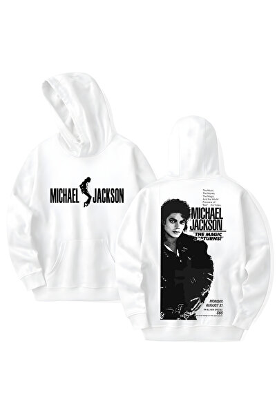 STİL-X Φούτερ με κουκούλα από βαμβάκι με στάμπα Michael Jackson, μακρυμάνικο,...