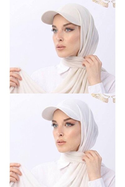 ALDAIYR 2 Pcs Ready-Made Shawl Hijab with Hat and Bonnet Sandy