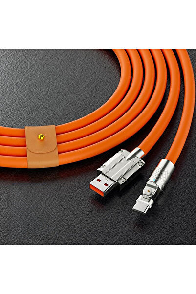 choice2 كابل USB-C برتقالي بطول 1 متر، 6 أمبير، 120 واط، شحن سريع، دوران 180 ...