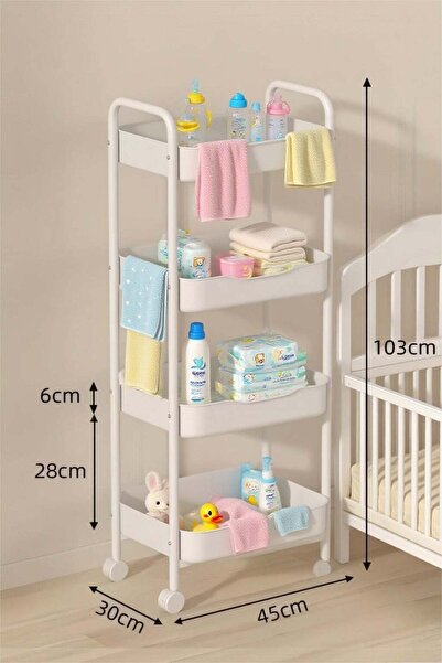 I LOVE KIDS 4 Tier All-Steel Cart,Rolling Cart,Baby Organizer for Storage Bab...