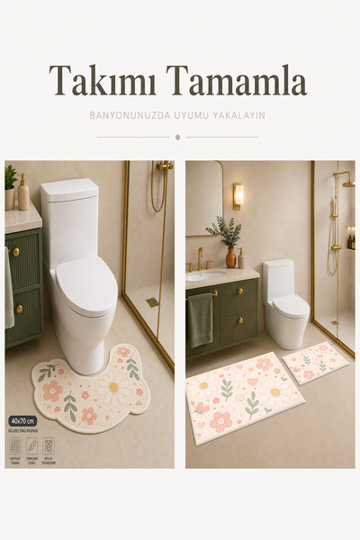 VİVİCAHOME Sweet Toilet Seat Mat Digital Printed Washable Non-Slip Based Bathroom Mat