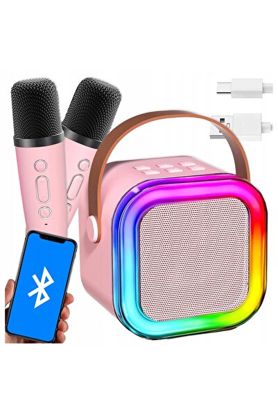 Allvo Set Karaoke cu 2 Microfoane pentru Copii și Boxă Bluetooth Fără Fir