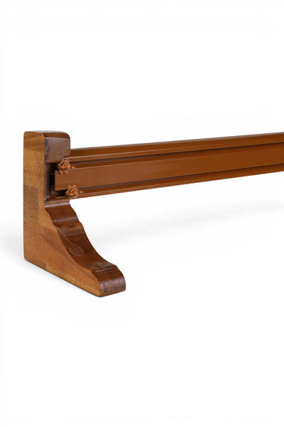 Perdejim Meşe 150 cm Ahşap Başlıklı İki Kanallı Dekoratif Ray Perde Askısı Ko...