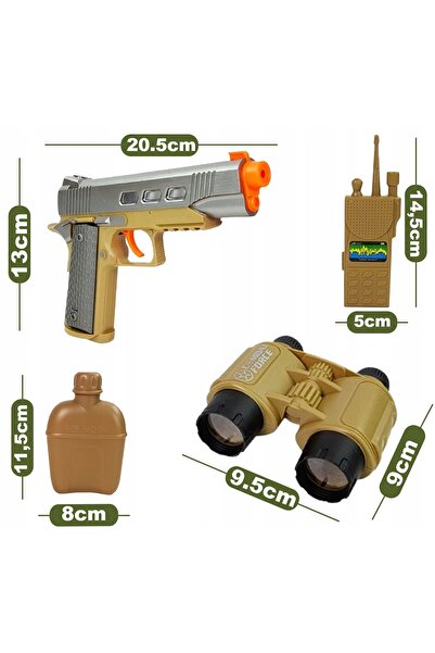 Stator SET MARE militar soldat mic PISTOL CU BATERII + ACCESORII 11 piese