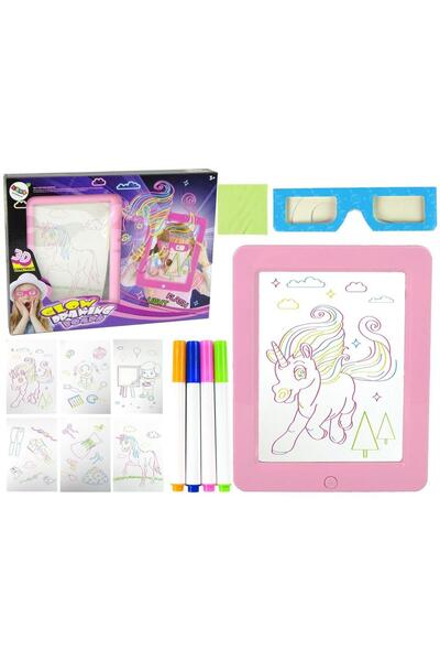 LeanToys Tablă magică de pictat 3D pentru copii, set de instrumente pentru în...