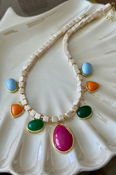 Trendy Butik Colorful Stone Necklace