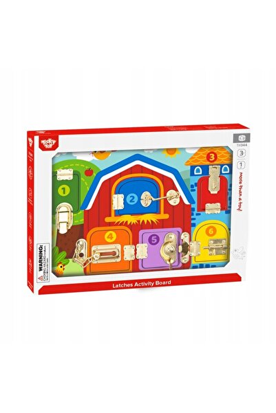 NO BRAND TOOKY TOY Placă manipulabilă cu încuietori, imagini și tematică fermă