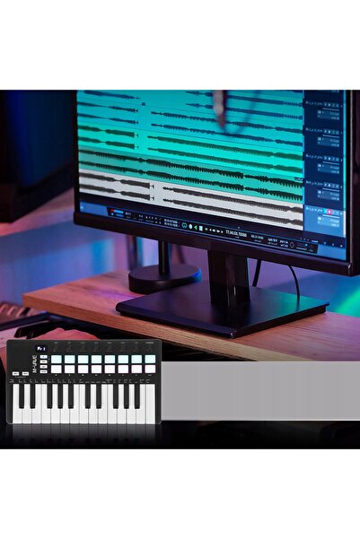 NO BRAND Tastatură MIDI USB, controler cu 25 de clape și 8 butoane rotative p...