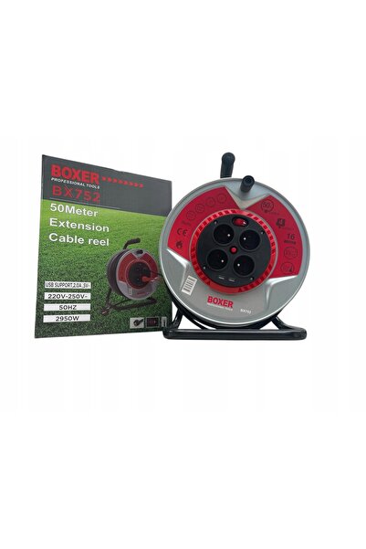 NO BRAND Cablu prelungitor pe tambur metalic 50m 3x2.5mm² + USB IP44