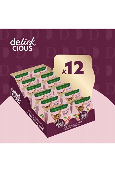 NO BRAND Delickcious Hrană pentru pisici adulte Pui și șuncă cu spanac 12X80G