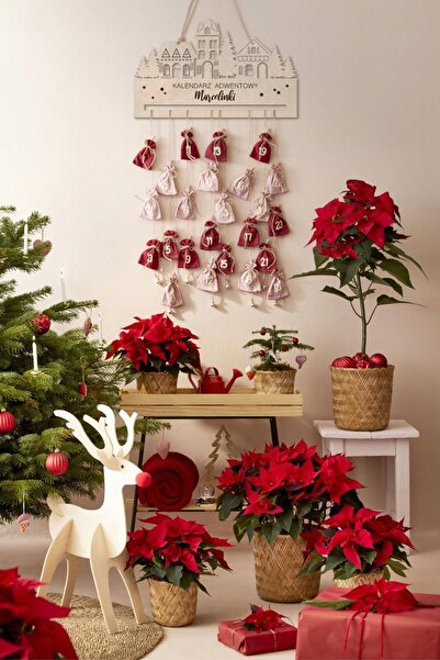 NO BRAND Bază de căsuță din lemn pentru calendar de Advent cu numele copilulu...