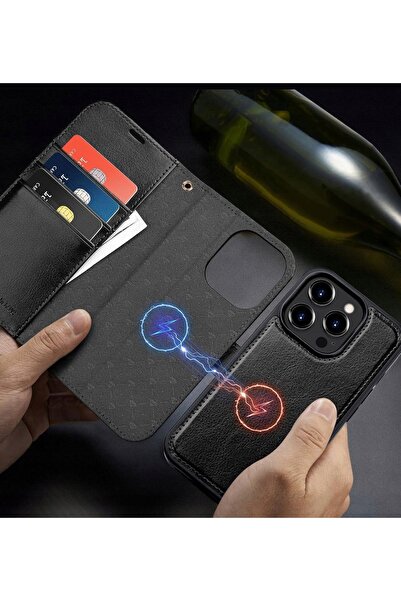 NO BRAND Husă din piele Ocase pentru iPhone 15 Pro, cu suport, Magsafe, porto...
