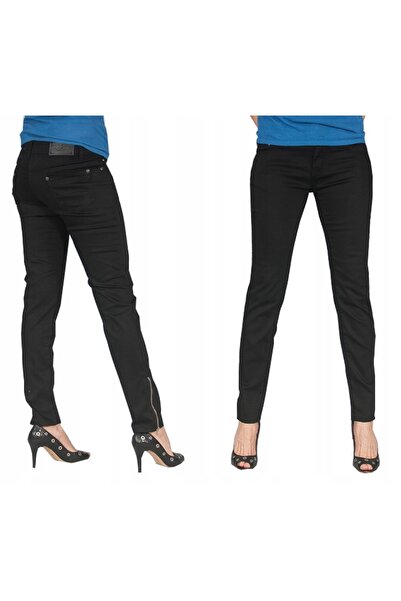 NO BRAND Pantaloni negri de damă, blugi tubulari cu talie înaltă, elastici, 3...