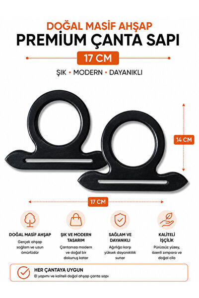 vollen yarn Mâner pentru geantă din lemn masiv natural premium 17 cm 1 perech...