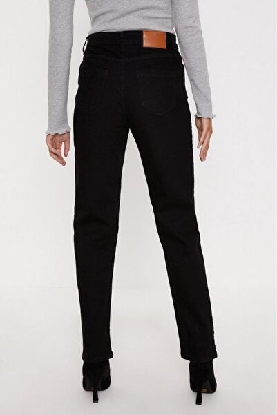 NO BRAND Pantaloni din denim negri cu talie înaltă, model Mom Jeans, OASIS 38