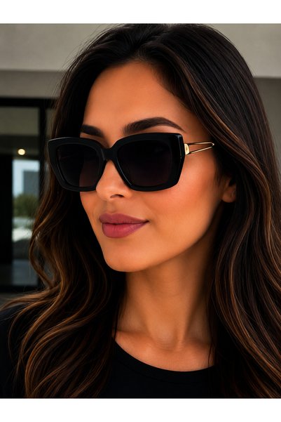 Bymiel Women's Oversized Rectangular Sunglasses with Gold Handle Detail, Uv40...
