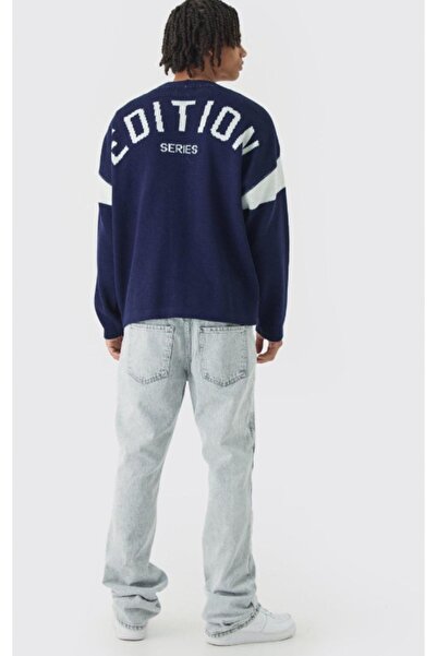 NO BRAND Blugi gri clasici, pantaloni conici, brodați, Haft Boohooman 48