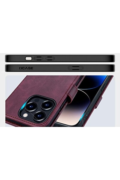 NO BRAND Husă din piele Ocase pentru iPhone 14 Pro Max, tip portofel cu supor...