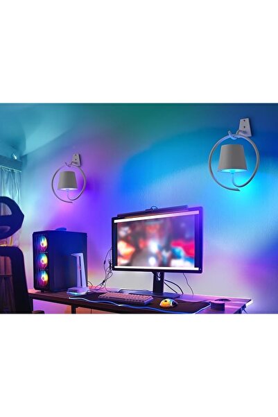 NO BRAND Aplică de perete LED RGB, fără fir, alimentată cu baterii, albă, pen...