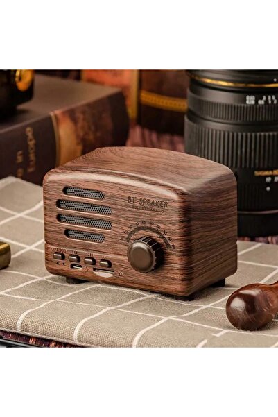 NO BRAND Boxă wireless radio Bluetooth vintage retro 400mAh 5V 3W lemn închis...