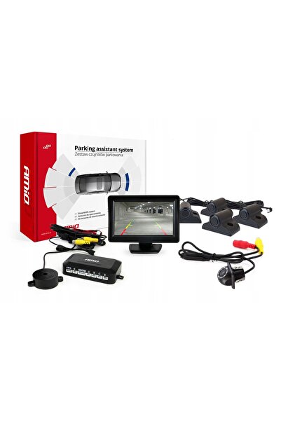 AMIO Kit senzori de parcare TFT01 4.3 " cu cameră HD-305-LED și 4 senzori, negru