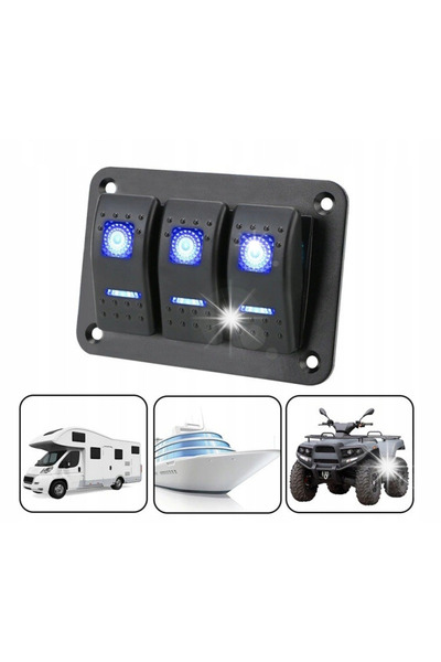 NO BRAND 3x Panou de comutatoare cu LED albastru pentru barcă 12-24V