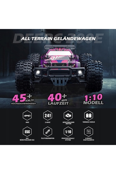 NO BRAND Mașină cu telecomandă 4x4 1:10 Fără perii Off-road 45 Km/H 2