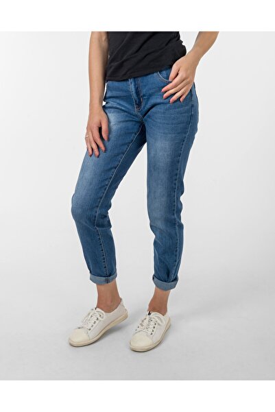 NO BRAND Blugi de damă albaștri, croială Texas Mom Fit, talie înaltă, 856 86cm