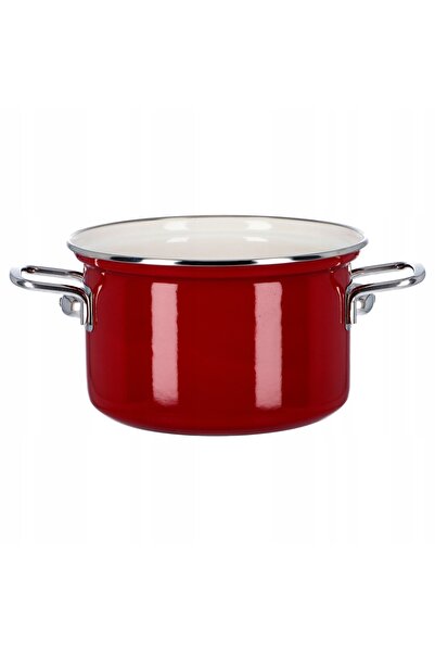 NO BRAND Oală emailată roșie, solidă și grea, 24 cm, 6.1 L
