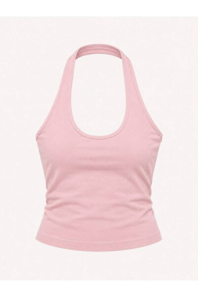 Mad&Calf Women's Halter Neck Basic Flexible Fit Strap Blouse