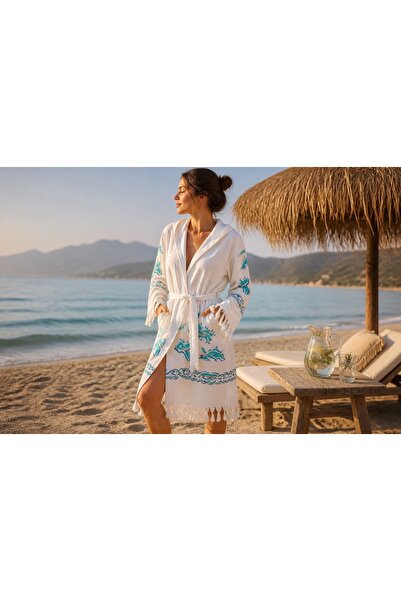 CESSTORE Kadın Bambu Kimono Bornoz Standart Beden, Yazlık Plaj Bornozu, Hafif...