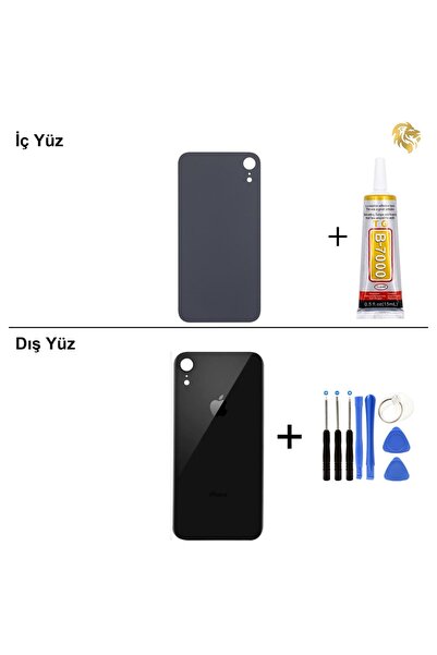 ARSKİNG iPhone XR Siyah Arka Kapak Arka Cam Batarya Kapağı Lazer Kesim Kapak ...