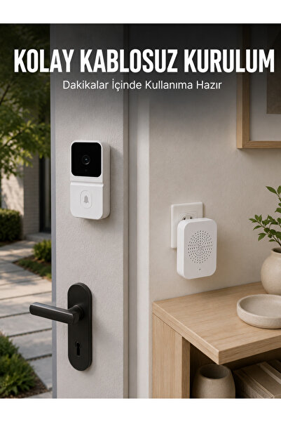 Genel Markalar ASTRALTECH HD Kameralı Beyaz Görüntülü Kapı Zili Çift Yönlü Se...