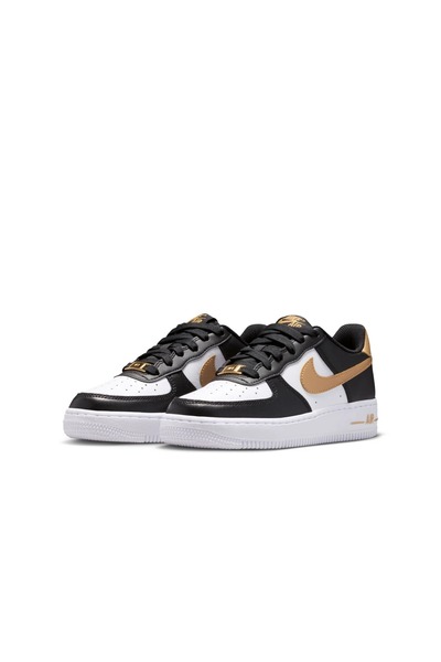 Nike Air Force 1 Low (GS) Siyah Beyaz Altın Unisex Sneaker Spor Ayakkabı | CT...