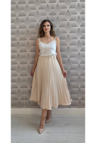 OnlyForYou Fustă Plisată Damă Midi – Fustă Elegantă cu Talie Elastică și Croi...