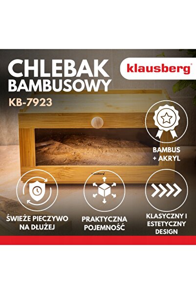 Klausberg Cutie de pâine din bambus, spațioasă și elegantă, recipient pentru ...