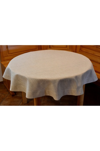 NO BRAND Față de masă rotundă Natura cu aspect de in boho 180 cm bej