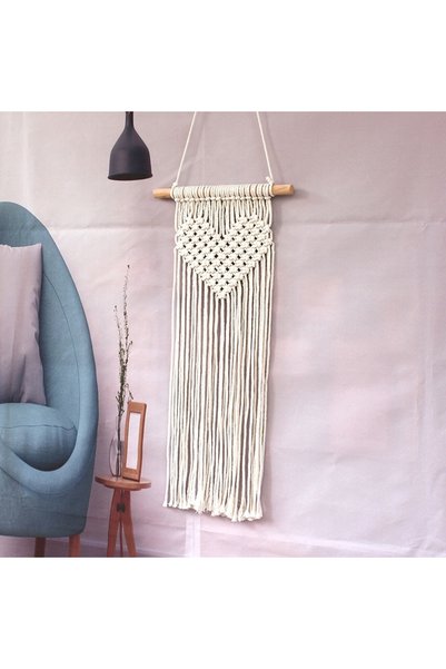 NO BRAND Decor de perete macrame, decorațiune suspendată boho, inimă împletită