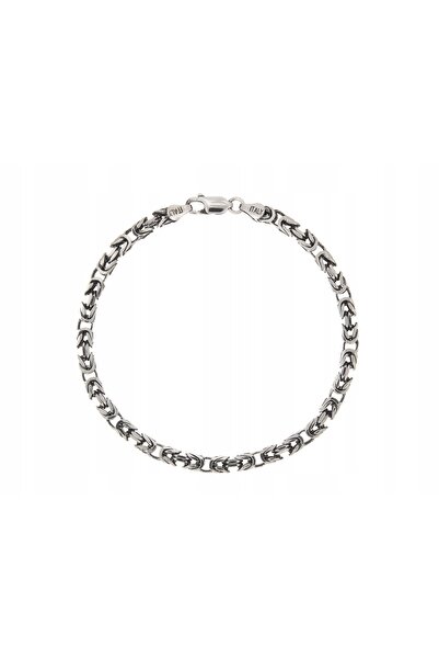 NO BRAND Brățară de argint bizantină 22cm 3,5mm oxidată Italia cadou