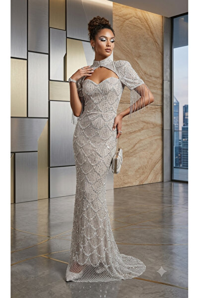 Reem bridal فستان وارورا الفضي /اللؤلؤة الملكيه