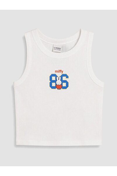 LC Waikiki Lcw Kids White Crew Neck Miffy Printed Girls' Undershirt