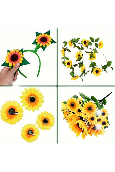 NO BRAND Costum de floarea-soarelui pentru femei + accesorii