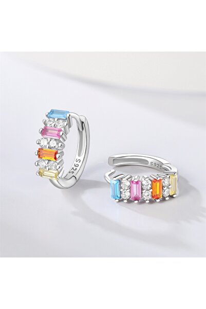 NO BRAND Cercei tip inel din argint 925 sterling cu zirconiu pentru femei