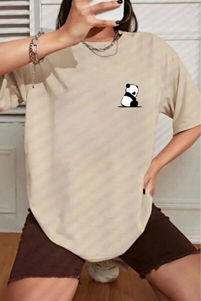 H&GHAMLEGİYİM Unisex Oversize T-shirt with Panda Printed Front