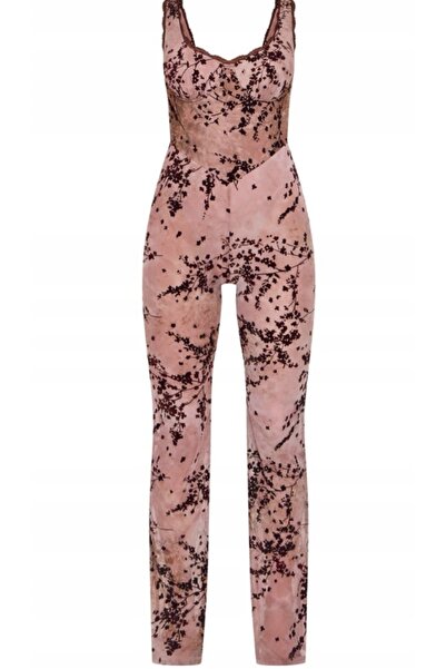 NO BRAND Salopetă maro cu bretele și imprimeu floral Prettylittlething 40