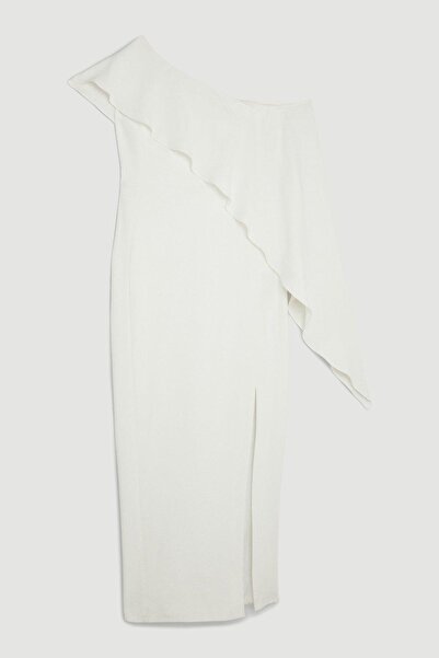 NO BRAND Rochie maxi asimetrică albă, cu șliț, Karen Millen 44