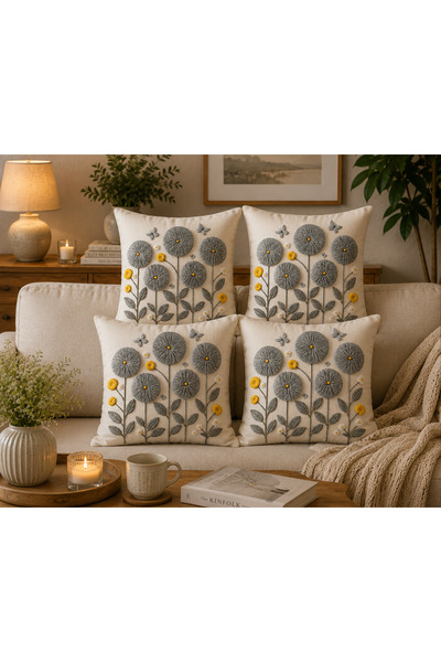 Sakallı Bohemian Floral Patterned Premium Digital Printing Zippered 4-Piece D...