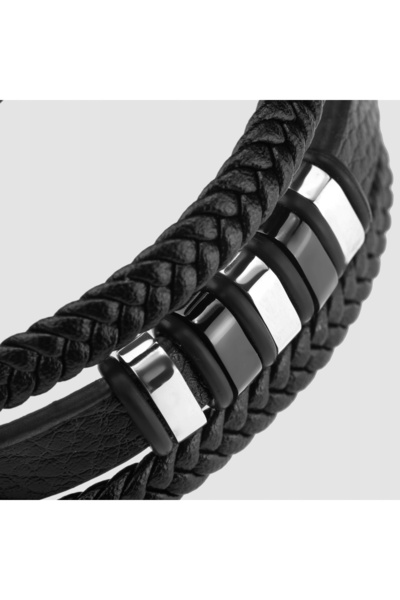 NO BRAND Serasar, brățară din piele pentru bărbați [glory] - argintiu, 20 cm