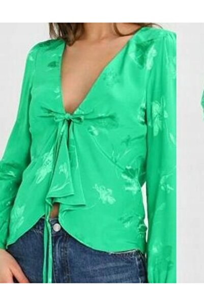 NO BRAND Top verde cu legătură în față Topshop 34